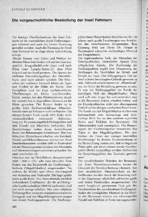 Die vorgeschichtliche Besiedlung der Insel Fehmarn.