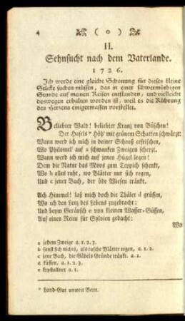 II. Sehnsucht nach dem Vaterlande. 1726