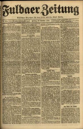 Erste Ausgabe vom Freitag, den 29. Oktober 1920.