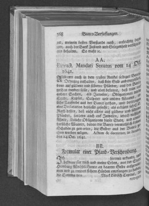 AA. Extract. Mandati Senatus vom 14 Oct. 1641.