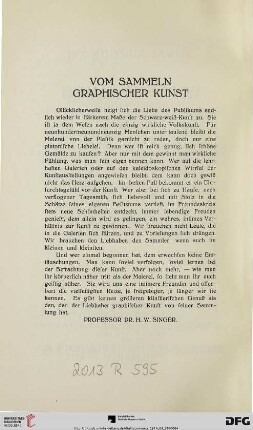Vom Sammeln graphischer Kunst