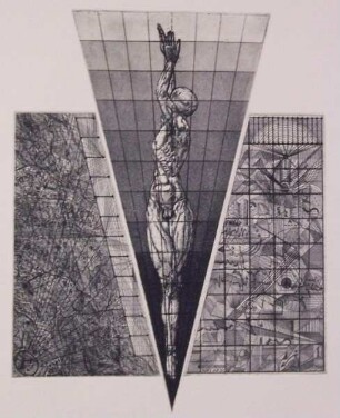 Grafikzyklus zum Thema "Wissenschaft-Technik-Mensch". Motiv "Lichtstreben", 1984.