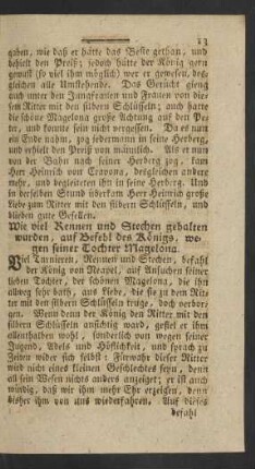 Wie viel Rennen und Stechen gehalten wurden, auf Befehl des Königs, wegen seiner Tochter Magelona.