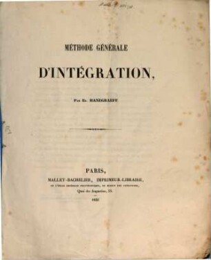 Méthode générale d'intégration