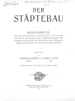 18.1921: Städtebau : Zeitschrift der Deutschen Akademie für Städtebau, Reichs- und Landesplanung