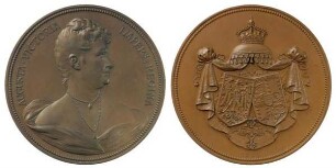 Fürstenhäuser, Sonderburg-Augustenburg; Auguste-Victoria, Deutsche Kaiserin, Königin von Preussen 1858 - ; Portraitmedaille 1891