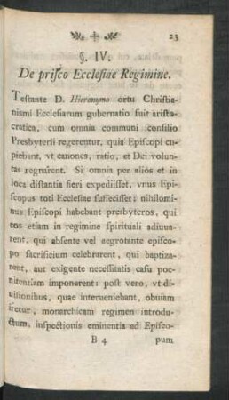 §. IV. De prisco Ecclesiae Regimine