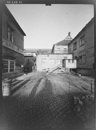 Weinböhla, Kirchplatz 2. Zentralgasthof (um 1905). Hofansicht