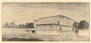 Hotel, Frankfurt/Main: Perspektivische Ansicht Garagenseite