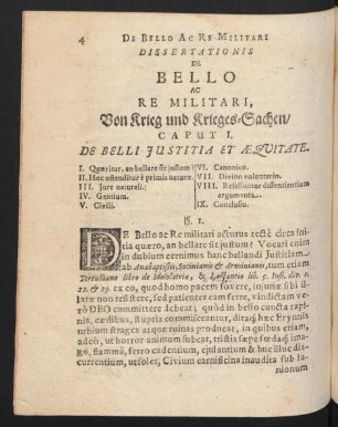 Caput I. De Belli Iustitia Et Aequitate.