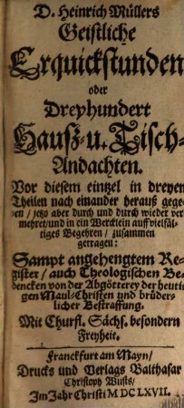 Geistliche Erquickstunden