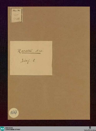 Symphonies - Don Mus.Ms. 1666 : C; MurR A5