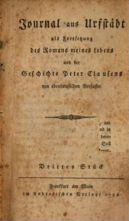 Journal aus Urfstädt. 3. 1786