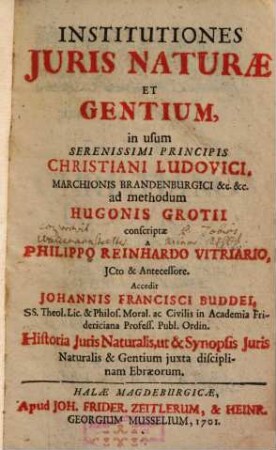Institutiones Juris Naturae Et Gentium