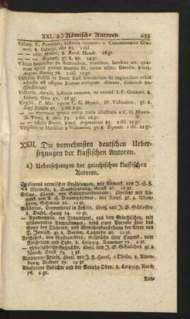 1) Uebersetzungen der griechischen klassischen Autoren
