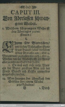 Caput III. Von Aderlassen schwangerer Weiber