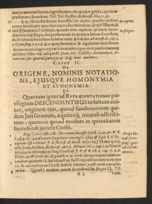 Caput II. De Origine, Nominis Notatione, Ejusque Homonymia Et Synonymia.