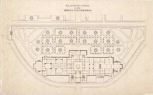Voit, August von; München; Glaspalast - Lageplan m. Grundriss