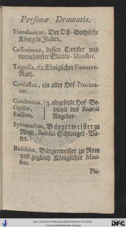 Personae Dramatis.