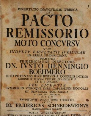 Diss. inaug. iur. de pacto remissorio moto concursu