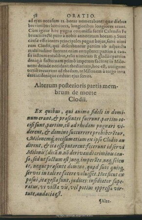 Alterum posterioris partis membrum de morte Clodii