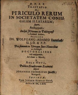 Tractatio De Periculo Rerum In Societatem Coniugalem Illatarum