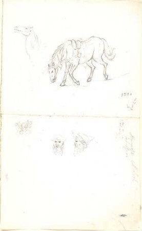 Gärtner, Friedrich von; Frühe Zeichnungen - Pferd u. Portraits (Studien)