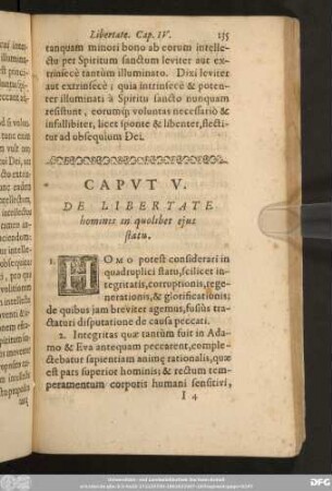 Caput V. De Libertate hominis in quolibet eius statu.