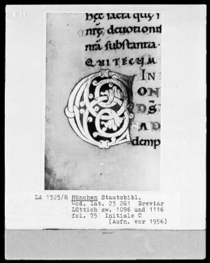 Sakramentar, Folio 208 (Blatt) — ---, Folio 208 (Blatt)Initiale C, Folio 75 recto