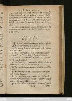 Caput III. De Deo.