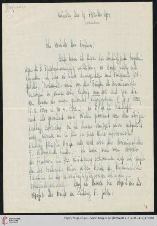 Brief von Heinrich Gwinner an Gustav Radbruch