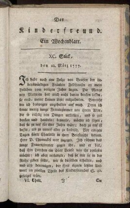 XC. Stück den 22. März 1777