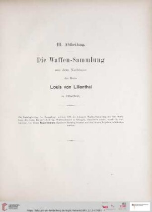 III. Abtheilung. Die Waffen-Sammlung (Nr. 1 - 790)