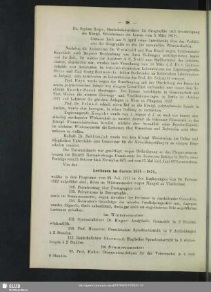 Lectionen im Cursus 1871-1872