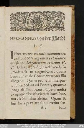 Hermannus von der Hardt L.S.