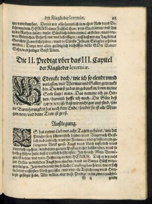 Die II. Predigt uber das III. Capitel der Klaglieder Ieremiae.