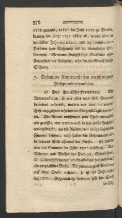 7. Besondere Armenanstalten verschiedener Religionsverwandten