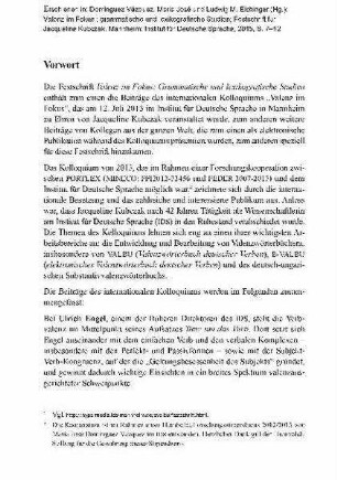 Valenz im Fokus: Vorwort