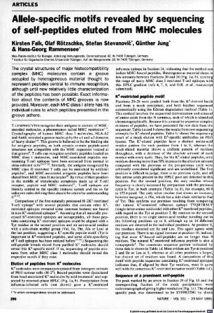 Allele-specific motifs revealed by sequencing of self-peptides eluted from MHC molecules