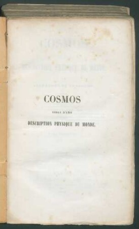 Cosmos: essai... T.3(1) Enthält: 3(2). - Traduit par Ch. Galusky
