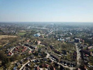 Bad Oldesloe Luftbild der Heimstraße, mittig Asklepiosklinik Bad Oldesloe