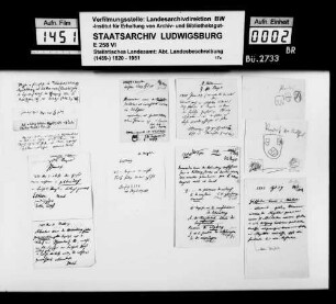 Kurzregesten, Urkundenauszüge und Notizen [des Oberstudienrats Christoph Friedrich Stälin] zur mittelalterlichen Herrschaftsgeschichte im Oberamt