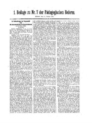 Die Verhandlungen der Bürgerschaft über die Zusammensetzung der Oberschulbehörde : (Fortsetzung) ; (Schluß folgt) ; 1. Beilage zu Nr. 7 der Pädagogischen Reform