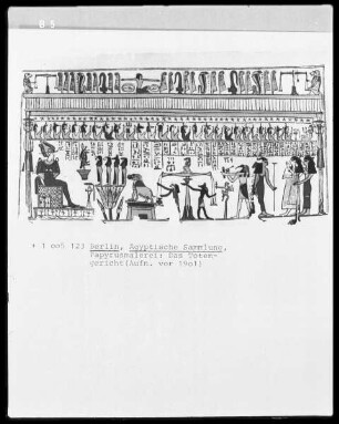Papyrusmalerei: das Totengericht im Ägyptischen Museum in Berlin