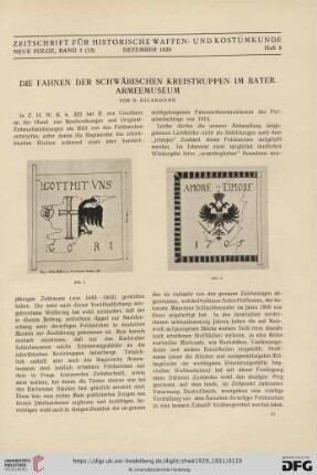 Zeitschrift für historische Waffen- und Kostümkunde, Neue Folge Band 3 (12), Dezember 1929, Heft 5
