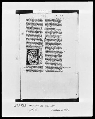 Petrus Comestor, Historia Scholastica — Initiale T(ercia), Folio 52recto