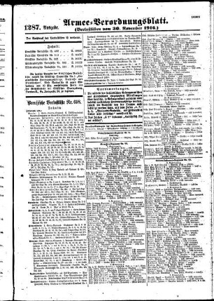 1287. Ausgabe. Donnerstag, 30. November 1916