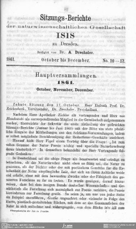 Sitzungs-Berichte October bis December