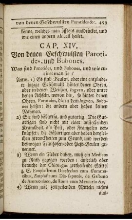Cap. XIV. Von denen Geschwulsten Parotides, und Bubones.