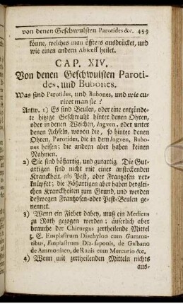 Cap. XIV. Von denen Geschwulsten Parotides, und Bubones.